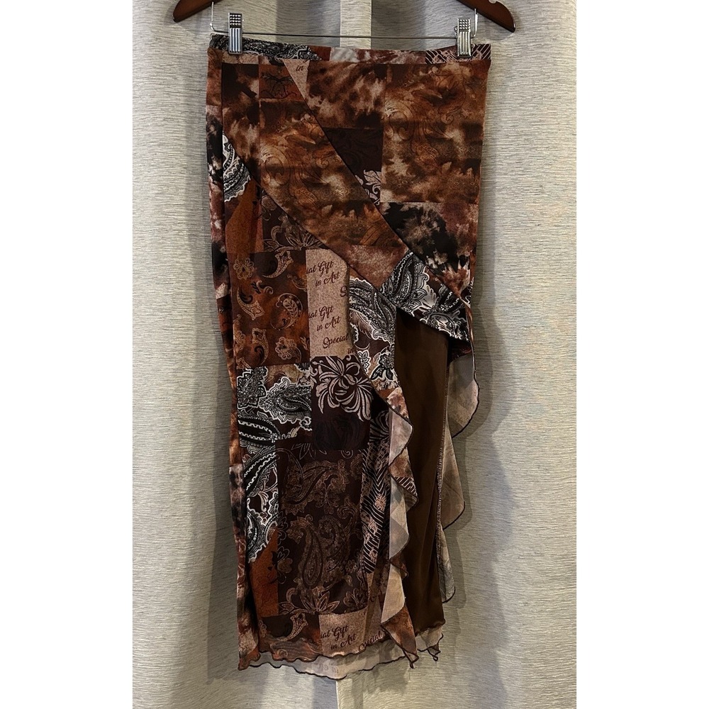 y2k asymmetrical Geometric Paisley Boho Skirt‎